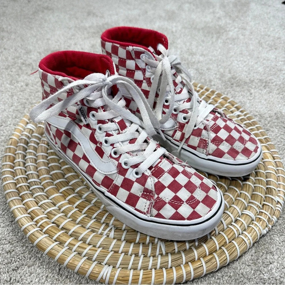 Vans Women’s Filmore High-Top Checkerboard Red Lace Up Sneakers Size 6 - Picture 1 of 13